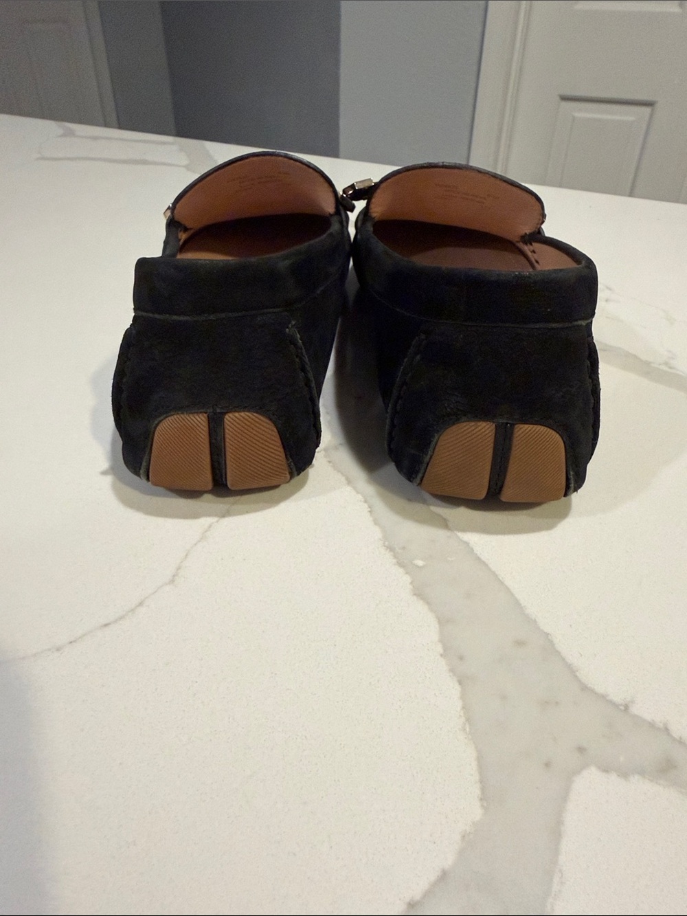 Cole Haan Evelyn Bow Black Suede Slip-On Loafers with Gold Accent - Picture 5 of 10